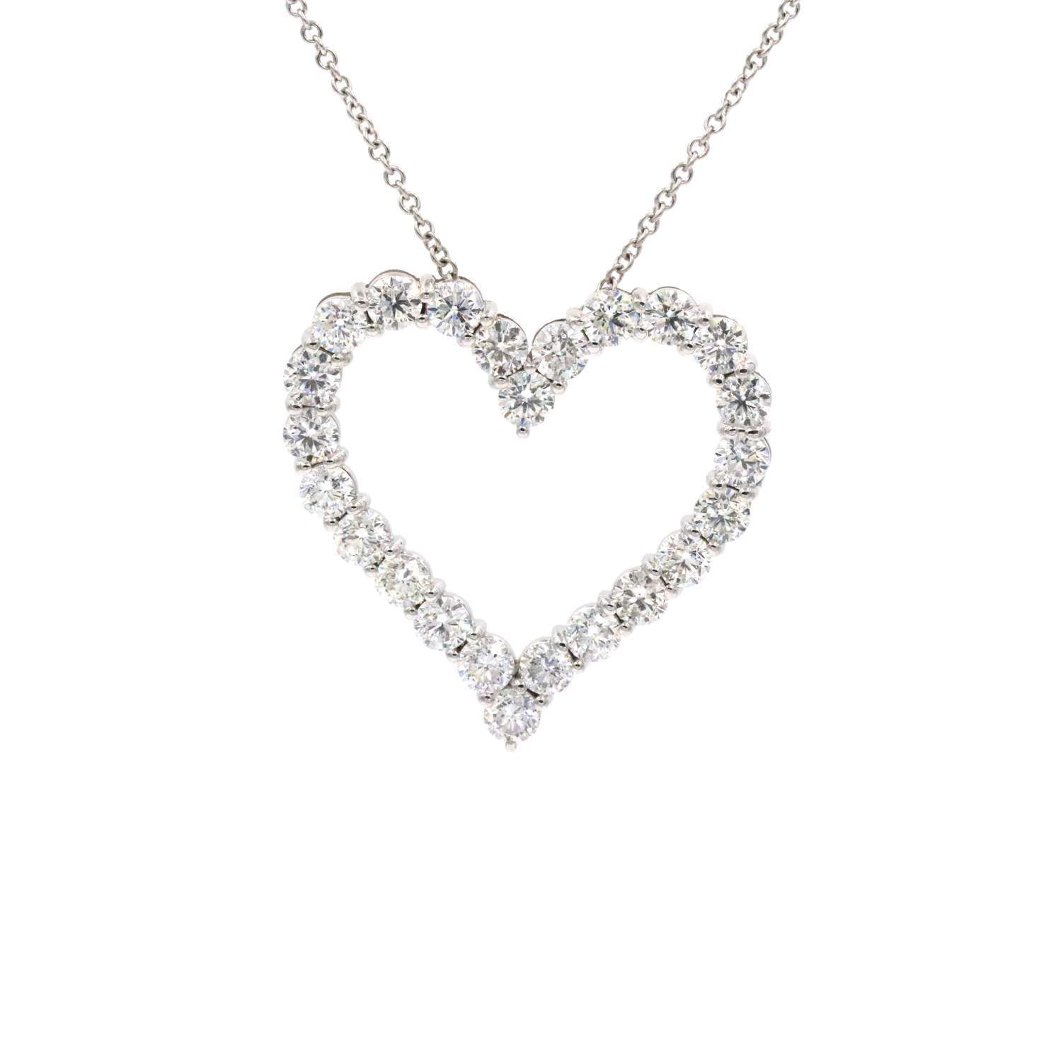 Diamond Open Heart Pendant Necklace