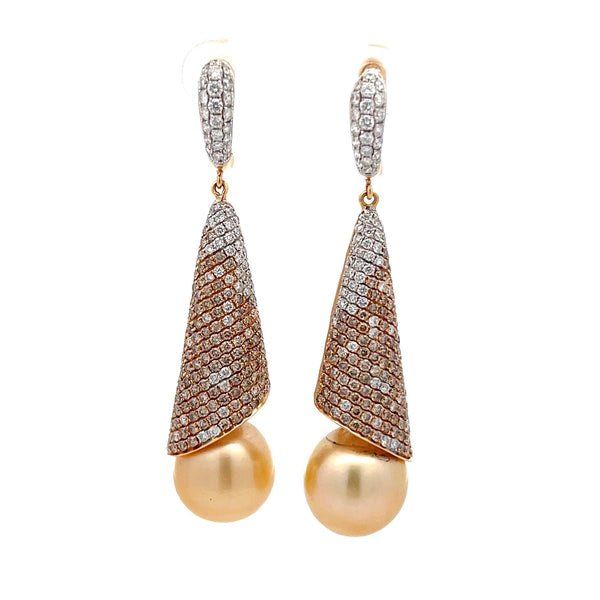 Pearl And Diamond Dangle Earrings