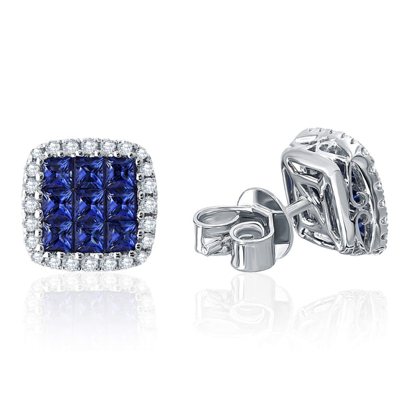 Sapphire And Diamond Halo Earrings