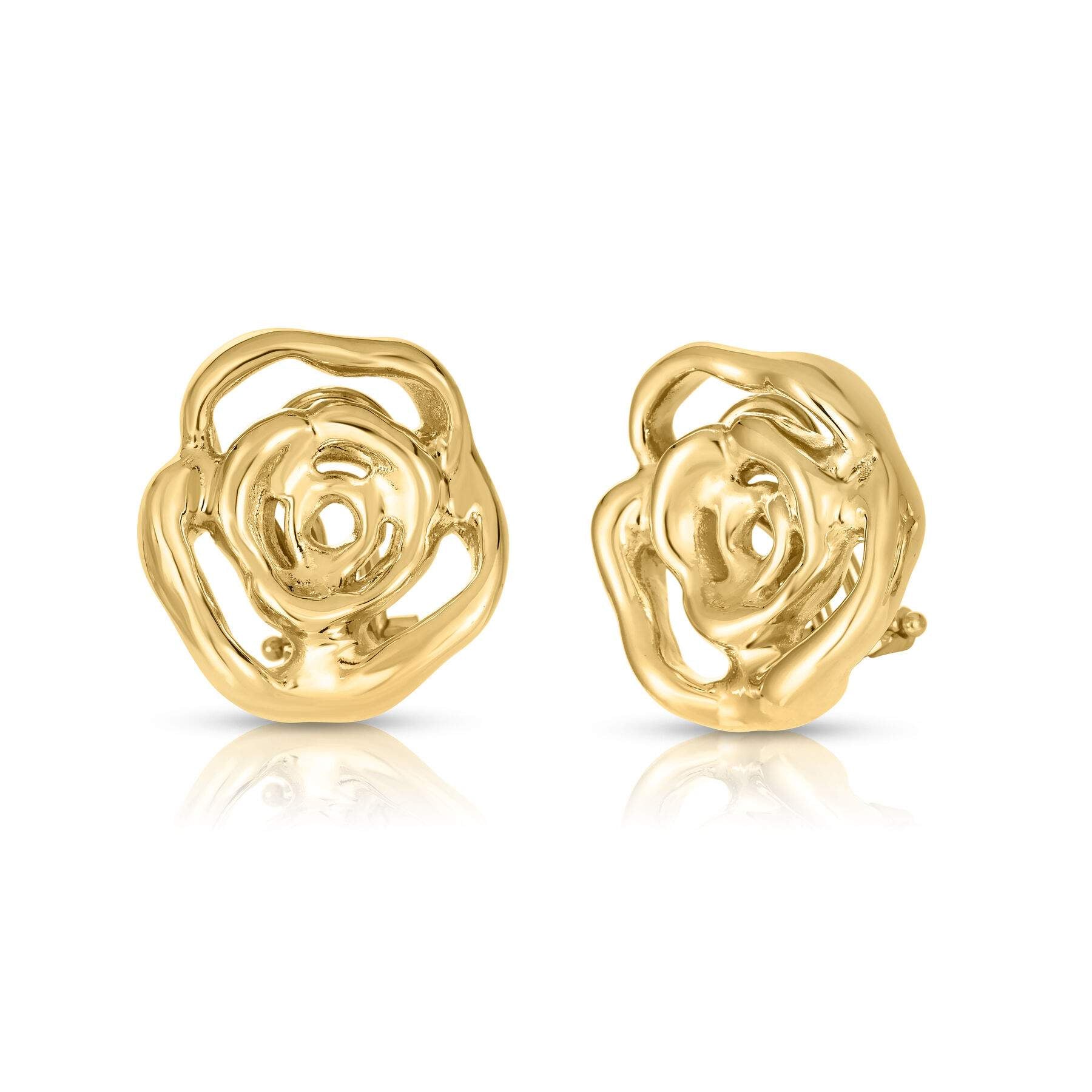 Roberto Coin Medium Melted Rose Oro Classic Earrings