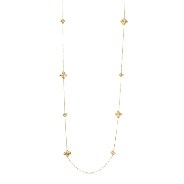 Roberto Coin Arabesque Alternating Flower Station Long Necklace