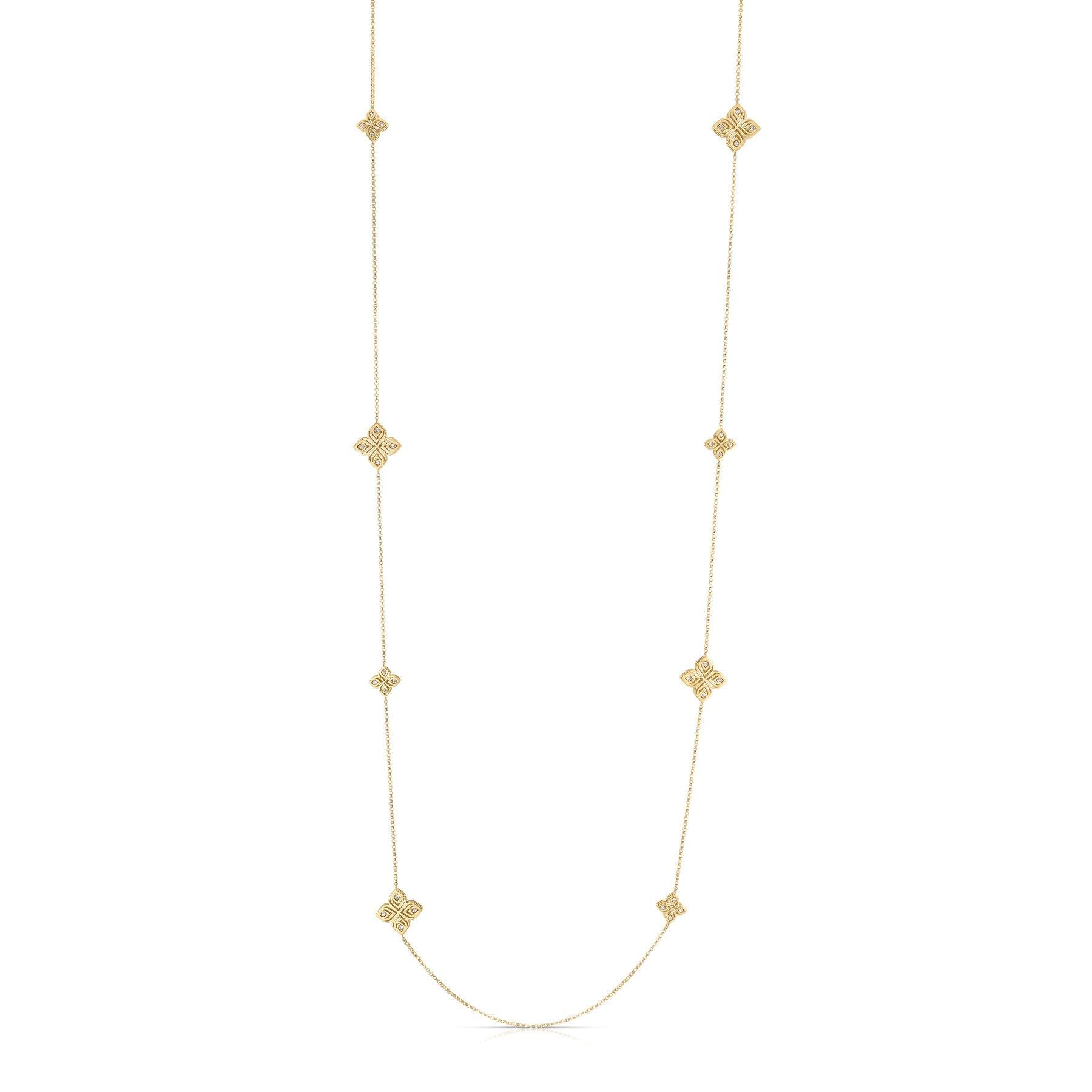 Roberto Coin Arabesque Alternating Flower Station Long Necklace