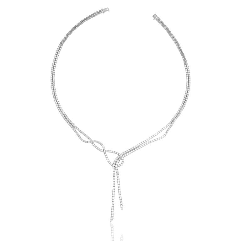 Diamond Tennis Knot Necklace