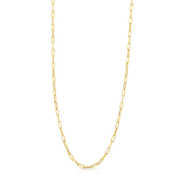 Roberto Coin Designer Alternating Polished And Fluted Paperclip Link Necklace