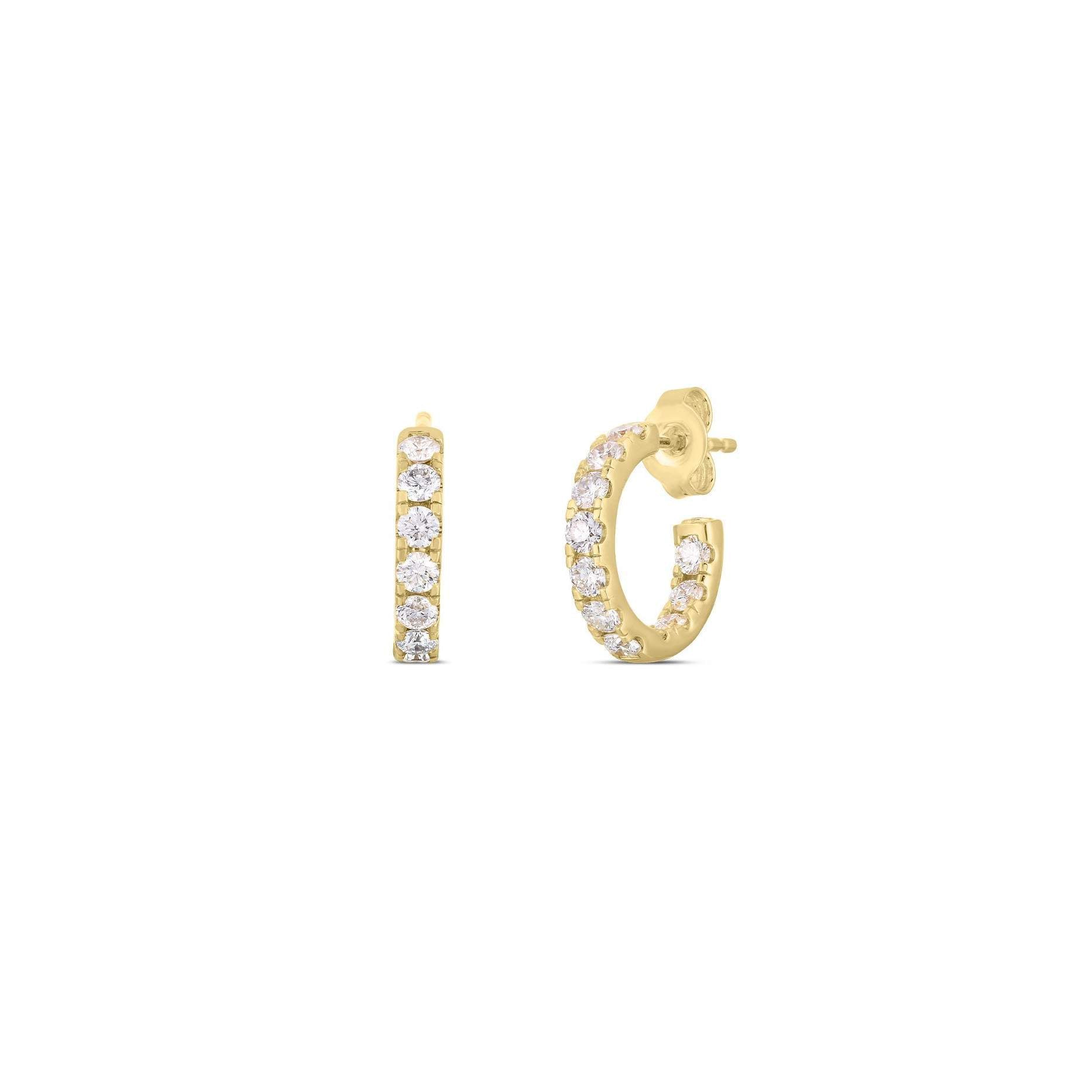 ROBERTO COIN SMALL DIAMOND HOOP EARRINGS