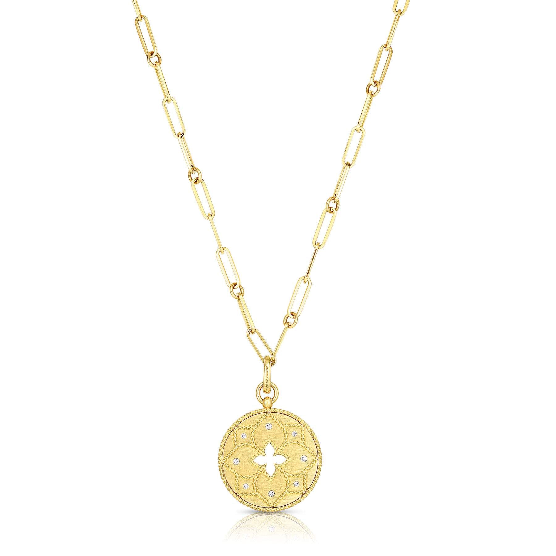 Roberto Coin Venetian Princess Satin-Finish Flower Cut-Out Medallion Pendant Necklace