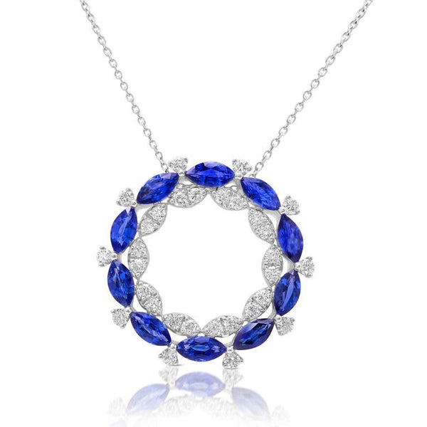Sapphire Circle Pendant Necklace