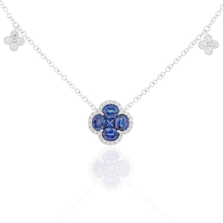 Sapphire Clover Pendant Necklace