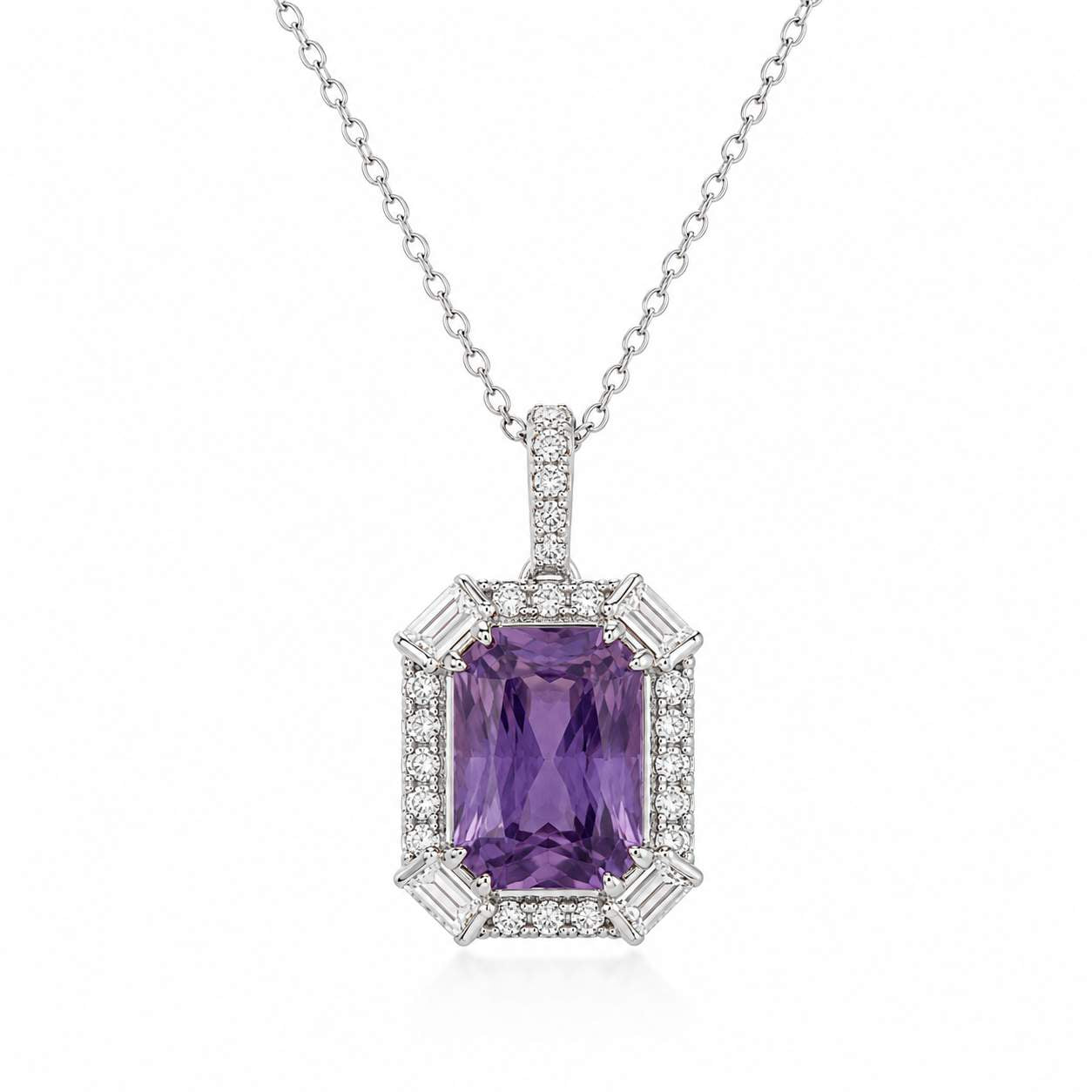 Lavender Sapphire Pendant Necklace