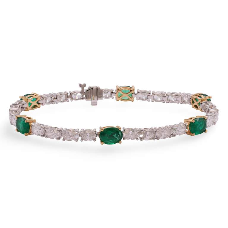 Emerald & Diamond Tennis Bracelet