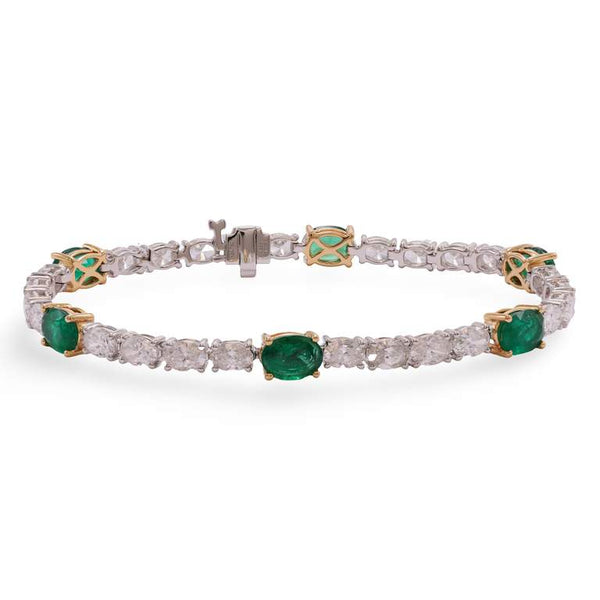 Emerald & Diamond Tennis Bracelet