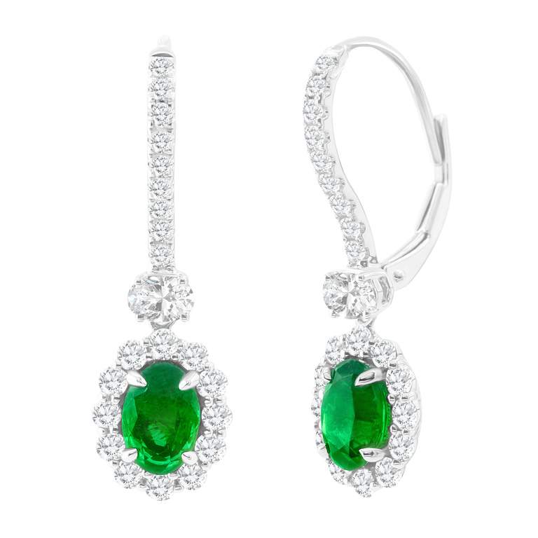 Emerald & Diamond Dangle Earrings