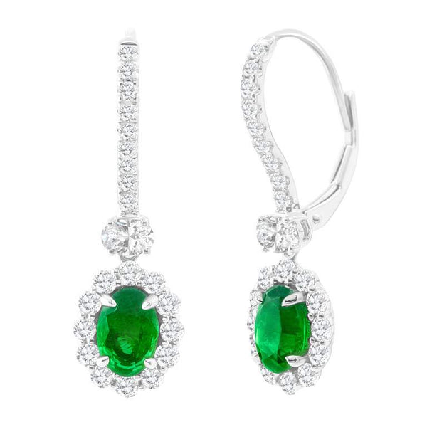 Emerald & Diamond Dangle Earrings