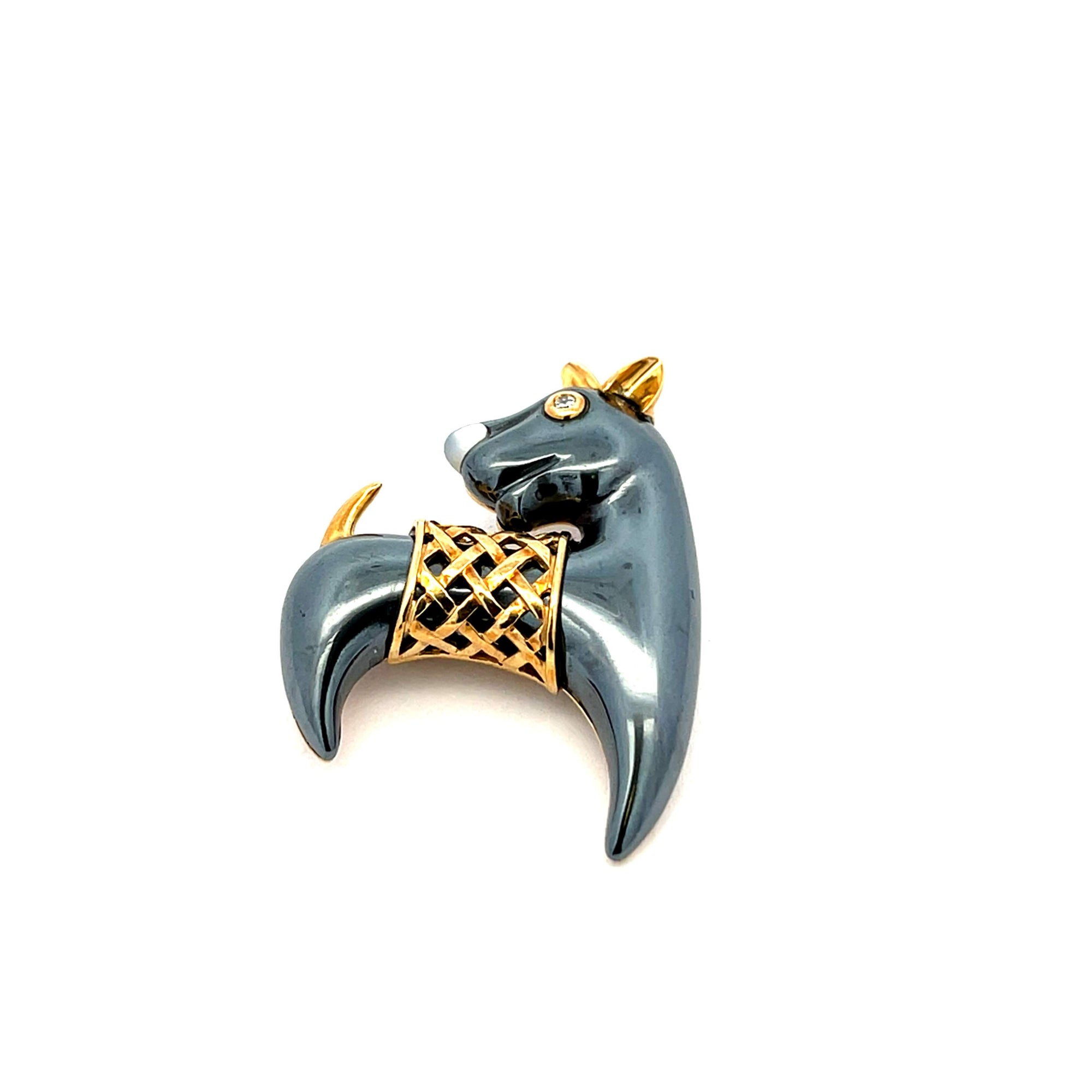 Hematite Dog Pin