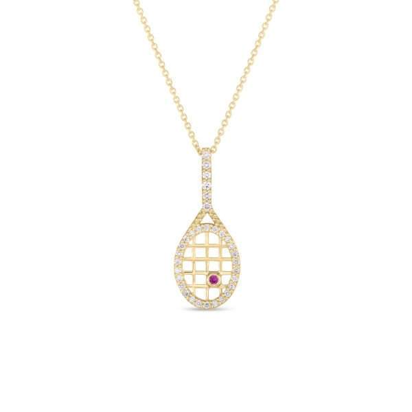 Roberto Coin Tiny Treasure Diamond Tennis Racket Necklace