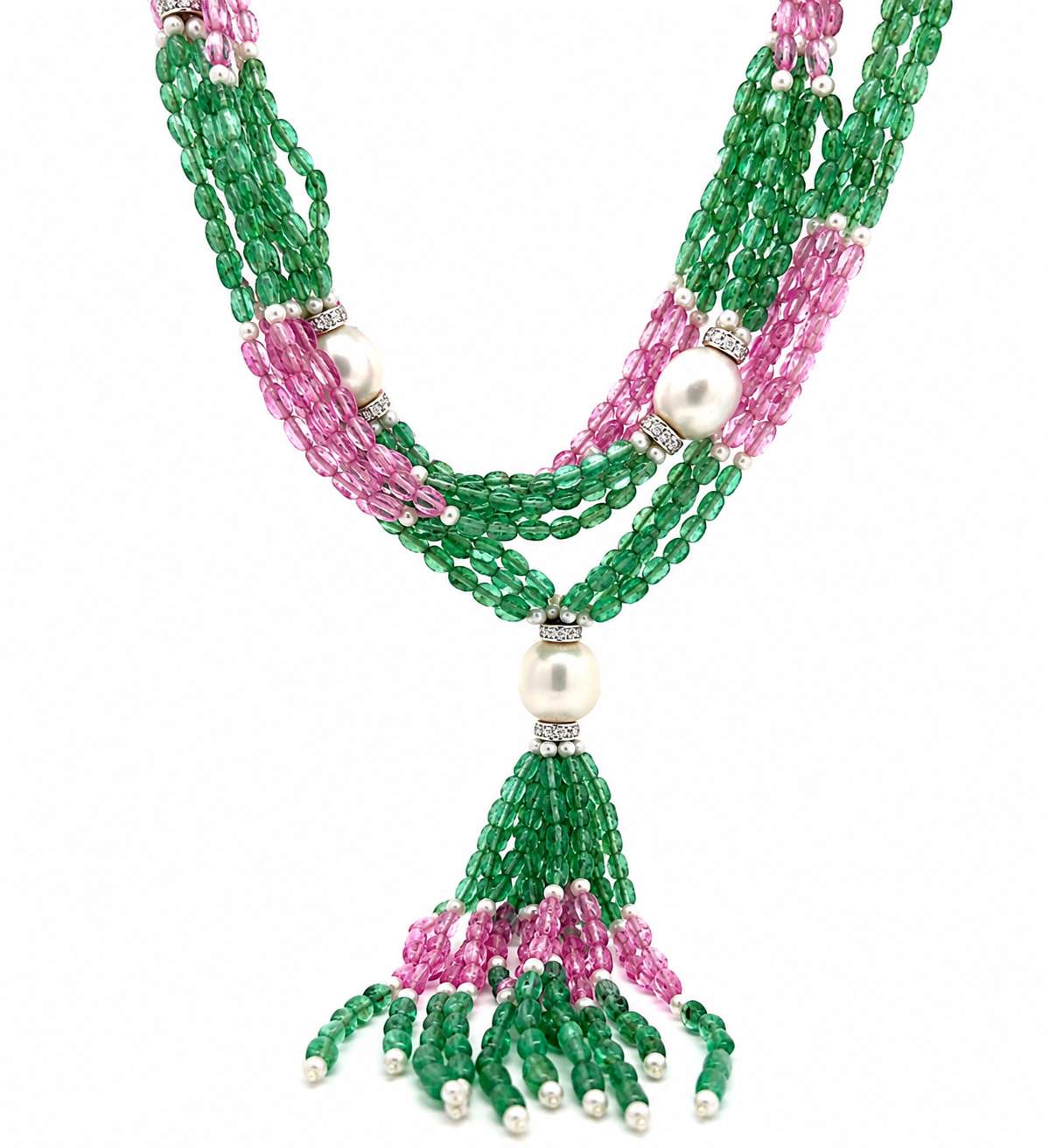 Sapphire & Emerald Beaded Long Necklace