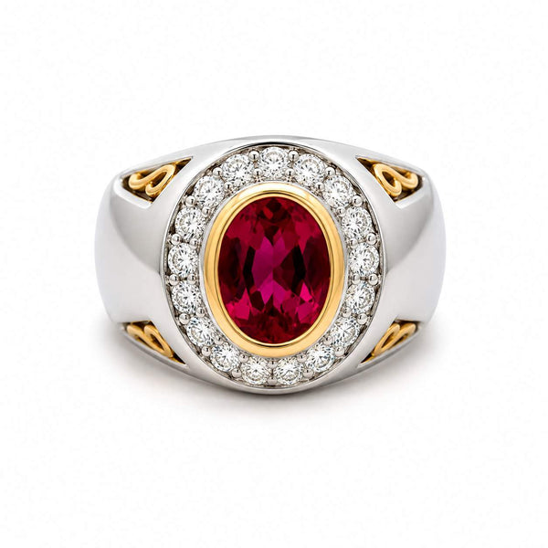 Rubellite & Diamond Ring