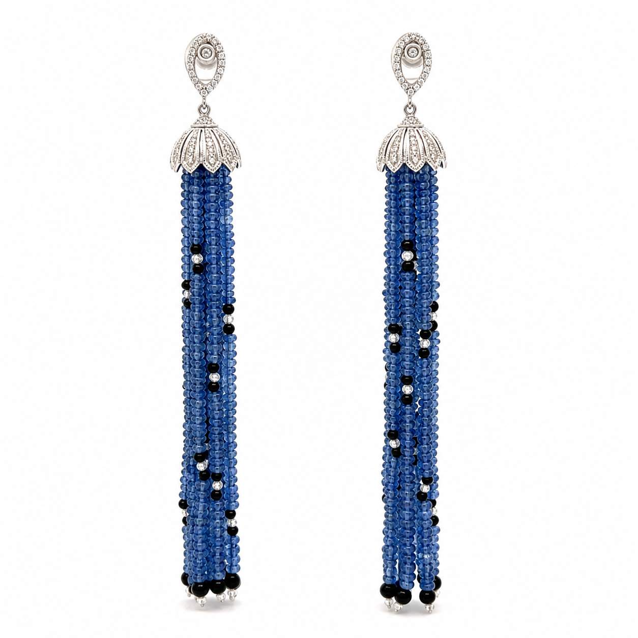 Sapphire & Diamond Tassel Earrings