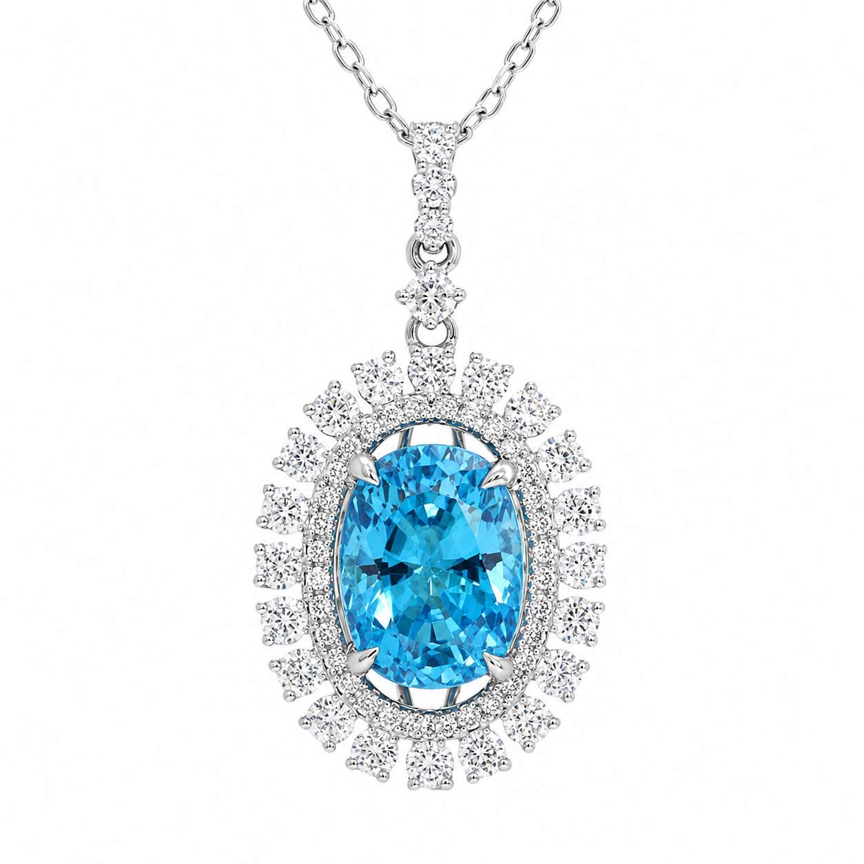 Halo Zircon Pendant Necklace