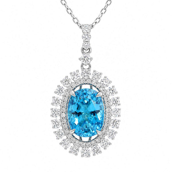 Halo Zircon Pendant Necklace
