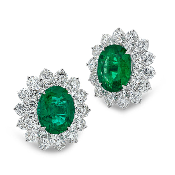 Halo Emerald Stud Earrings