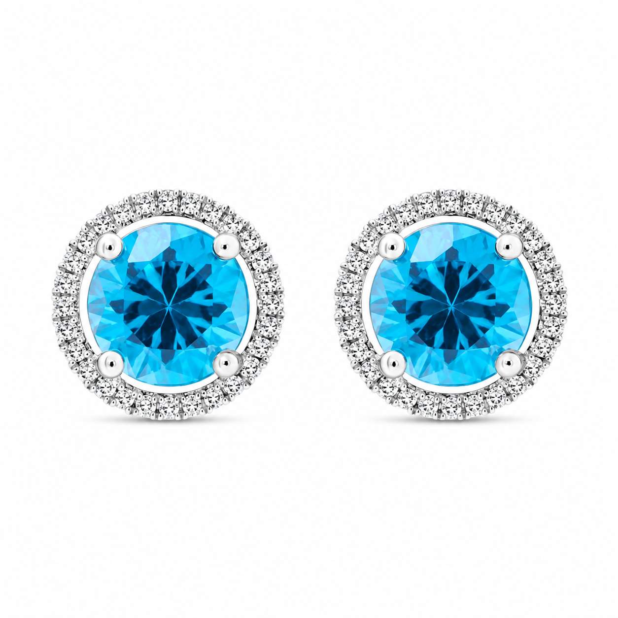 Halo Zircon Stud Earrings