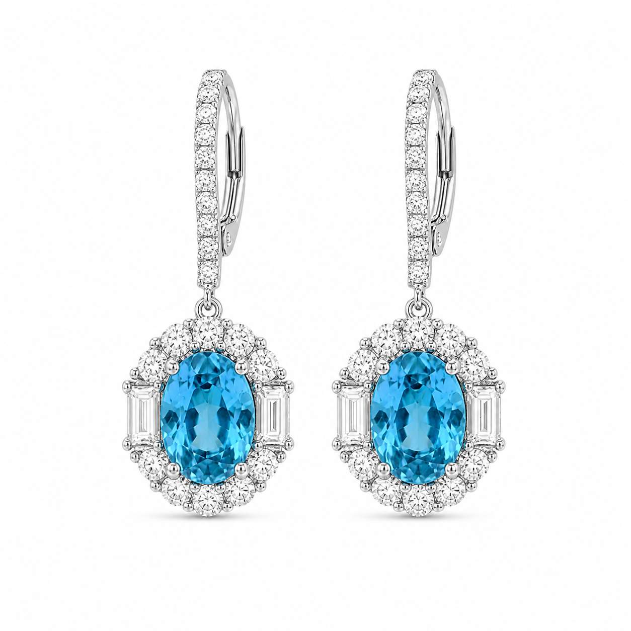 Zircon & Diamond Dangle Earrings