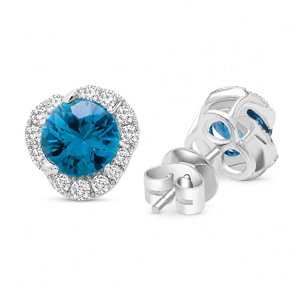 Zircon & Diamond Stud Earrings