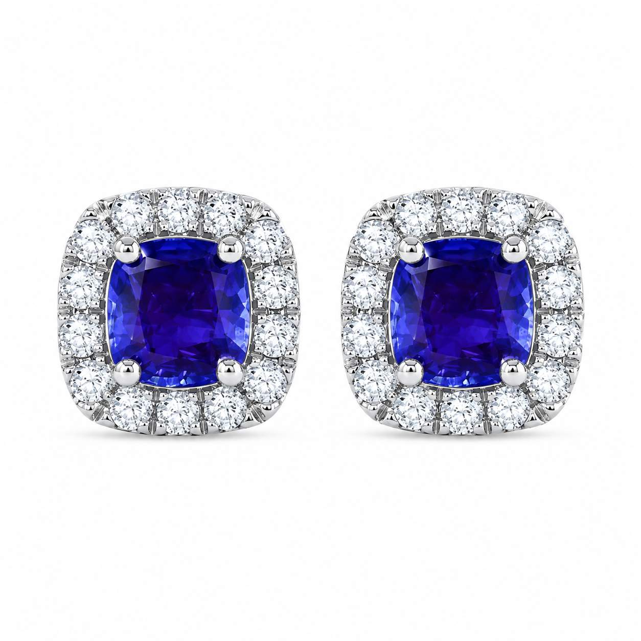 Halo Tanzanite Stud Earrings