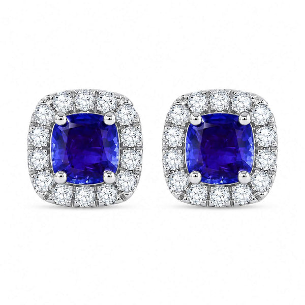 Halo Tanzanite Stud Earrings