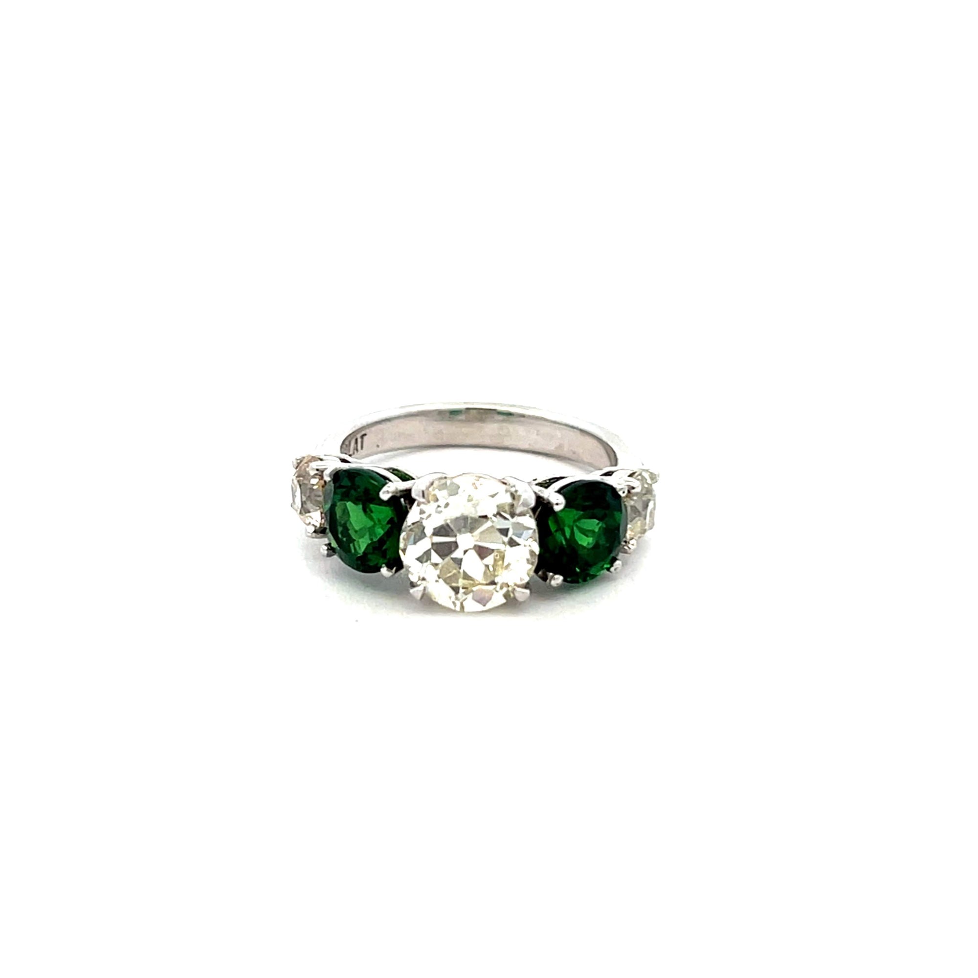 Diamond And Tsavorite 5 Stone Ring
