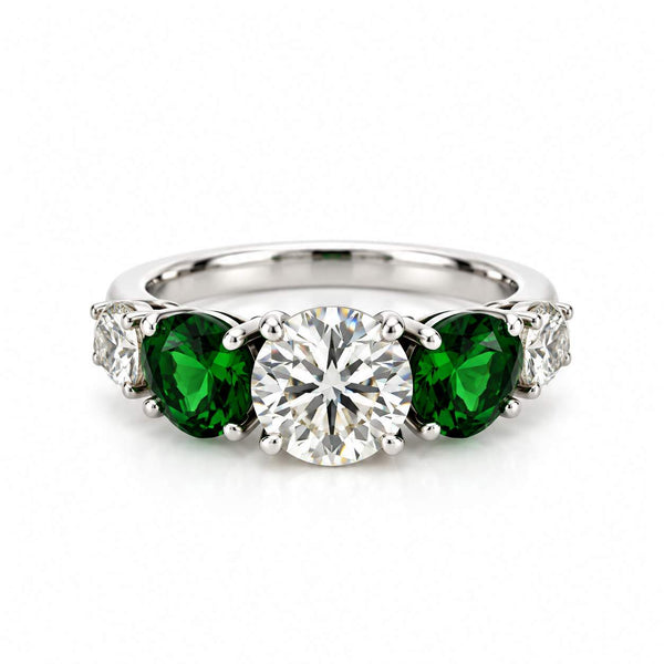 Diamond And Tsavorite 5 Stone Ring