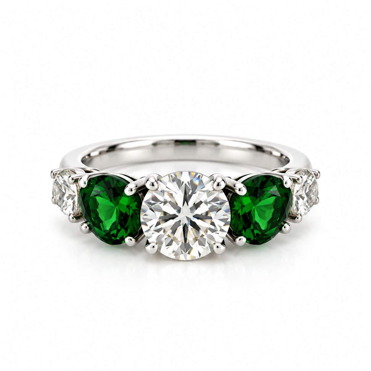 Diamond And Tsavorite 5 Stone Ring