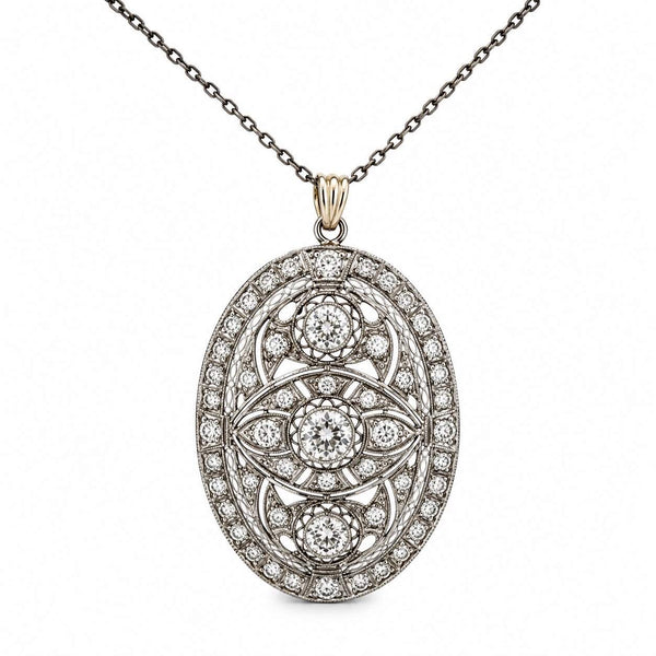 Diamond Oval Pendant Necklace