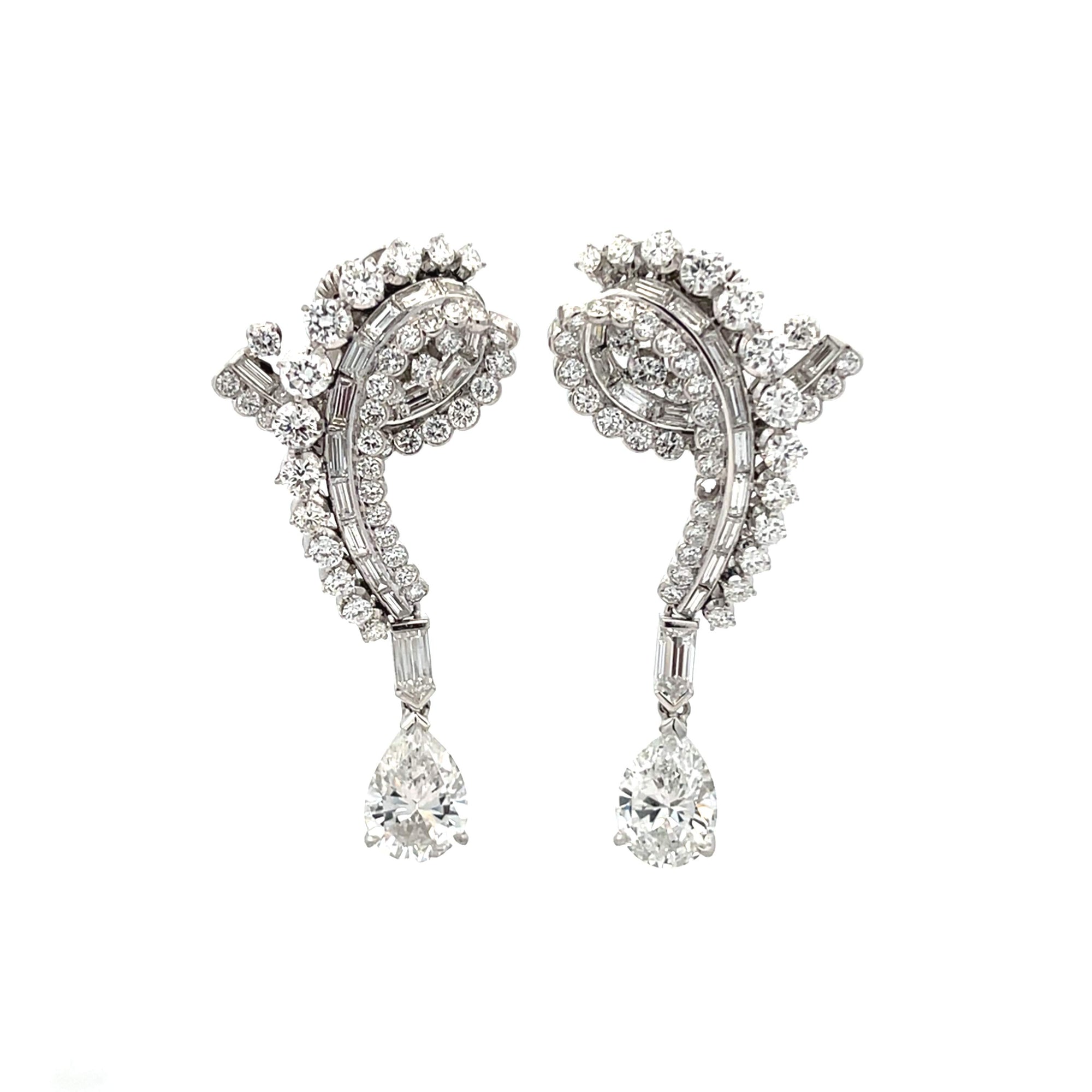 Diamond Dangle Clip On Earrings