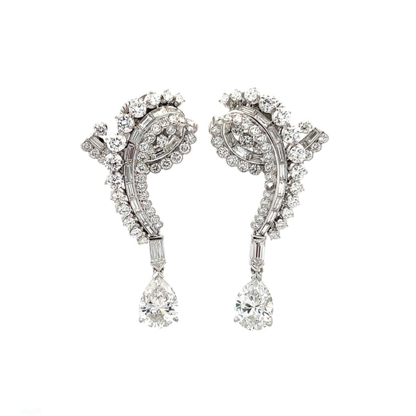 Diamond Dangle Clip On Earrings