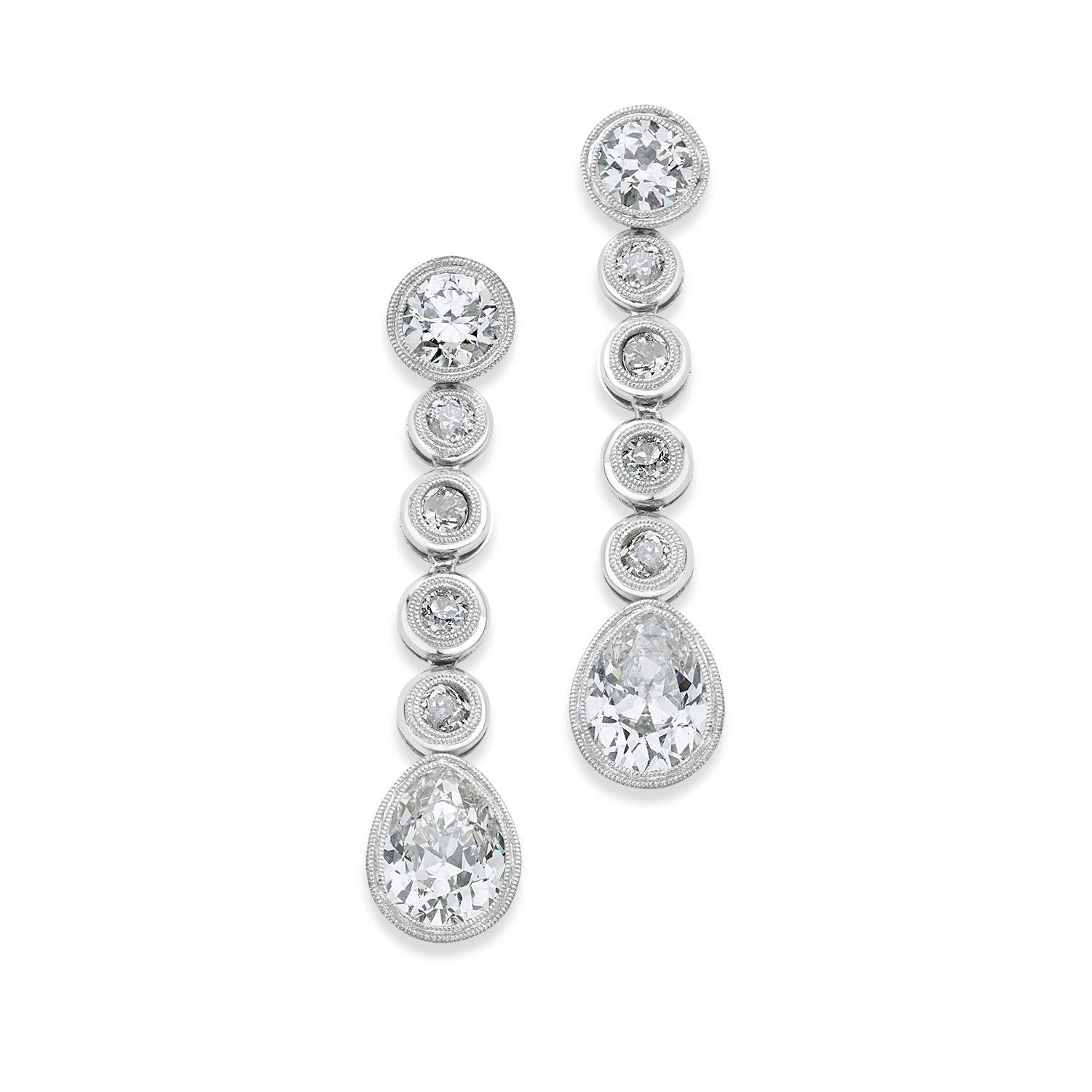 Diamond Bezel-Set Dangle Earrings