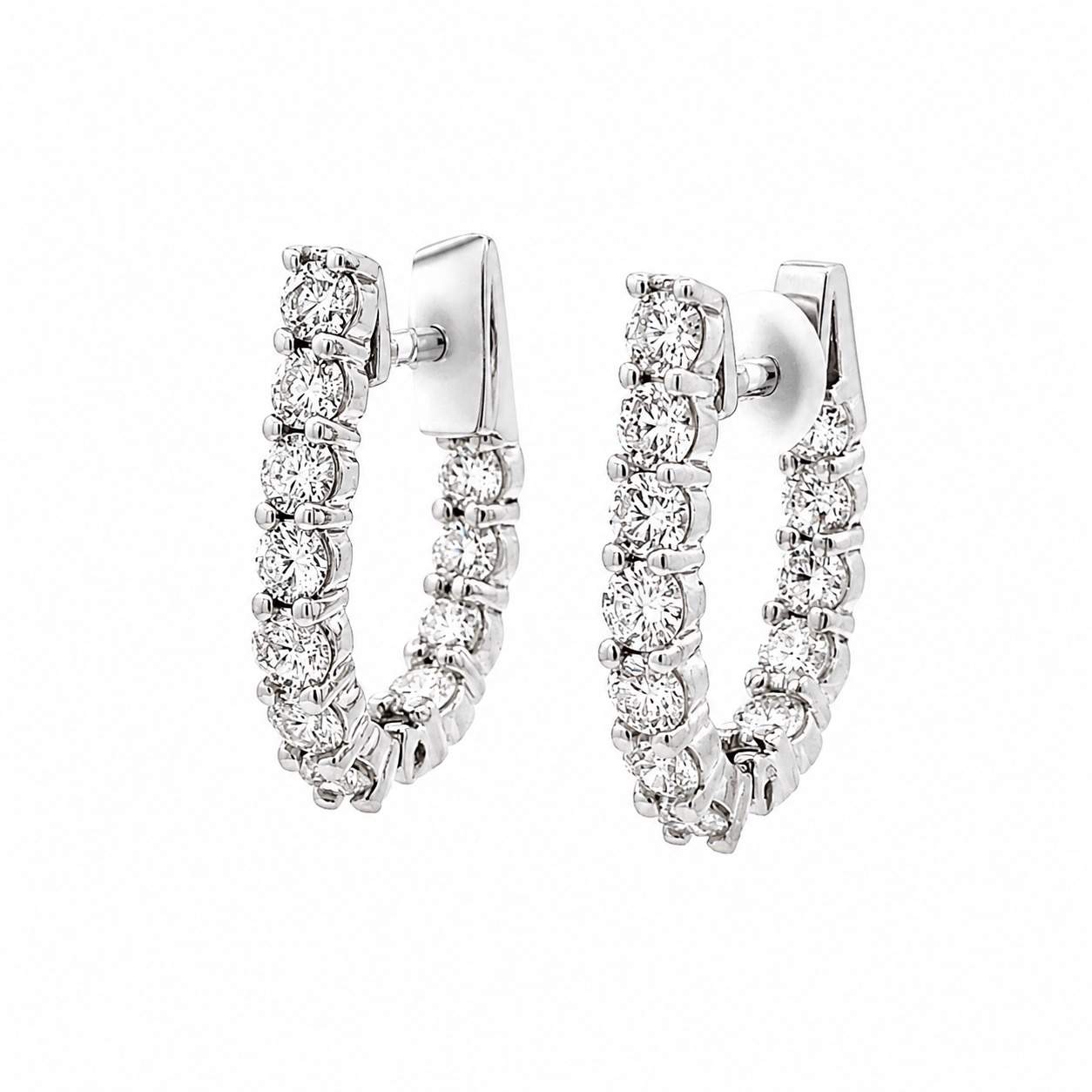 Oval Diamond Hoop Earrings