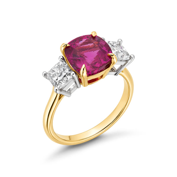 18K White & Yellow Gold Pink Sapphire 3-Stone Ring
