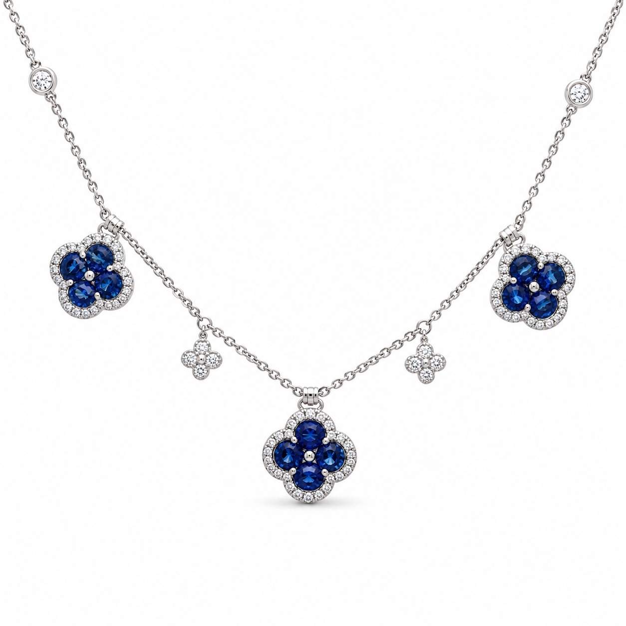 Sapphire By The Inch Clover Necklace