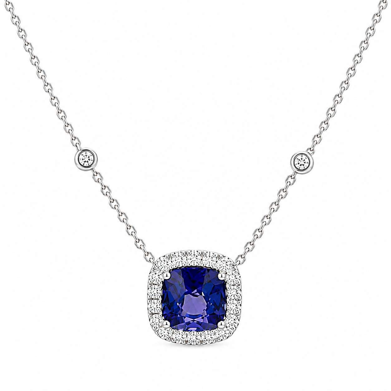 Sapphire Square Pendant Necklace