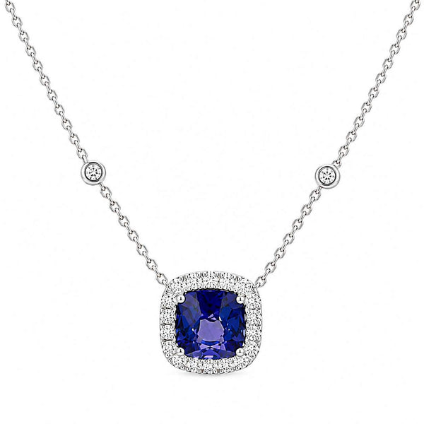 Sapphire Square Pendant Necklace