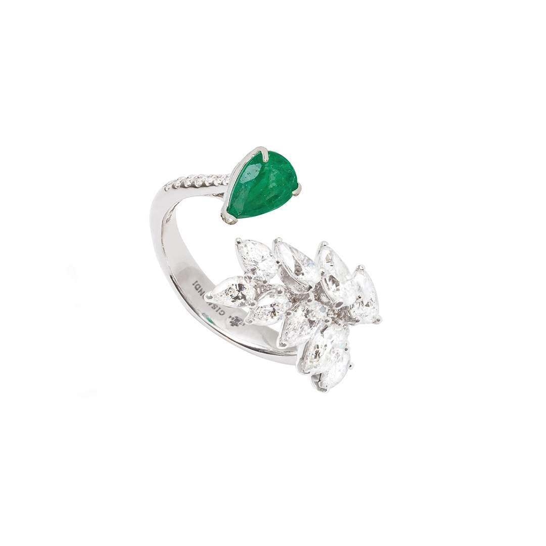Gismondi Essence Bypass Emerald Ring