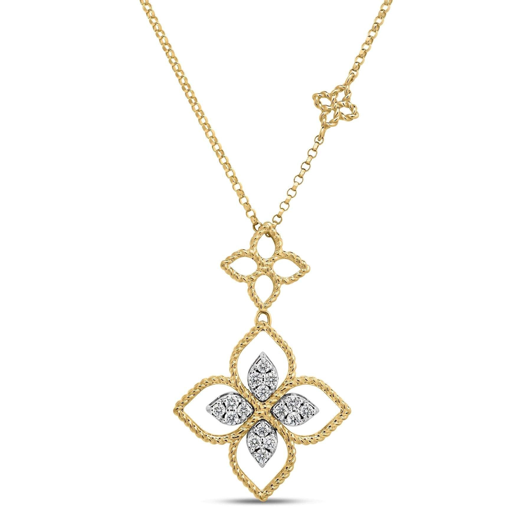 Roberto Coin Princess Flower Open Frame Double Flower Pendant