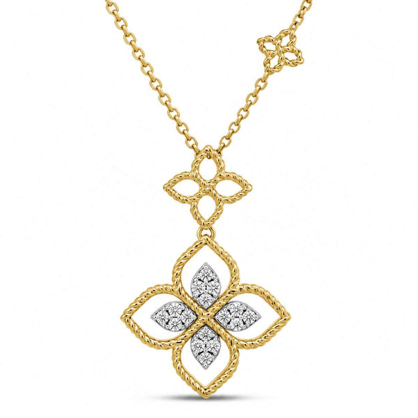 Roberto Coin Princess Flower Open Frame Double Flower Pendant
