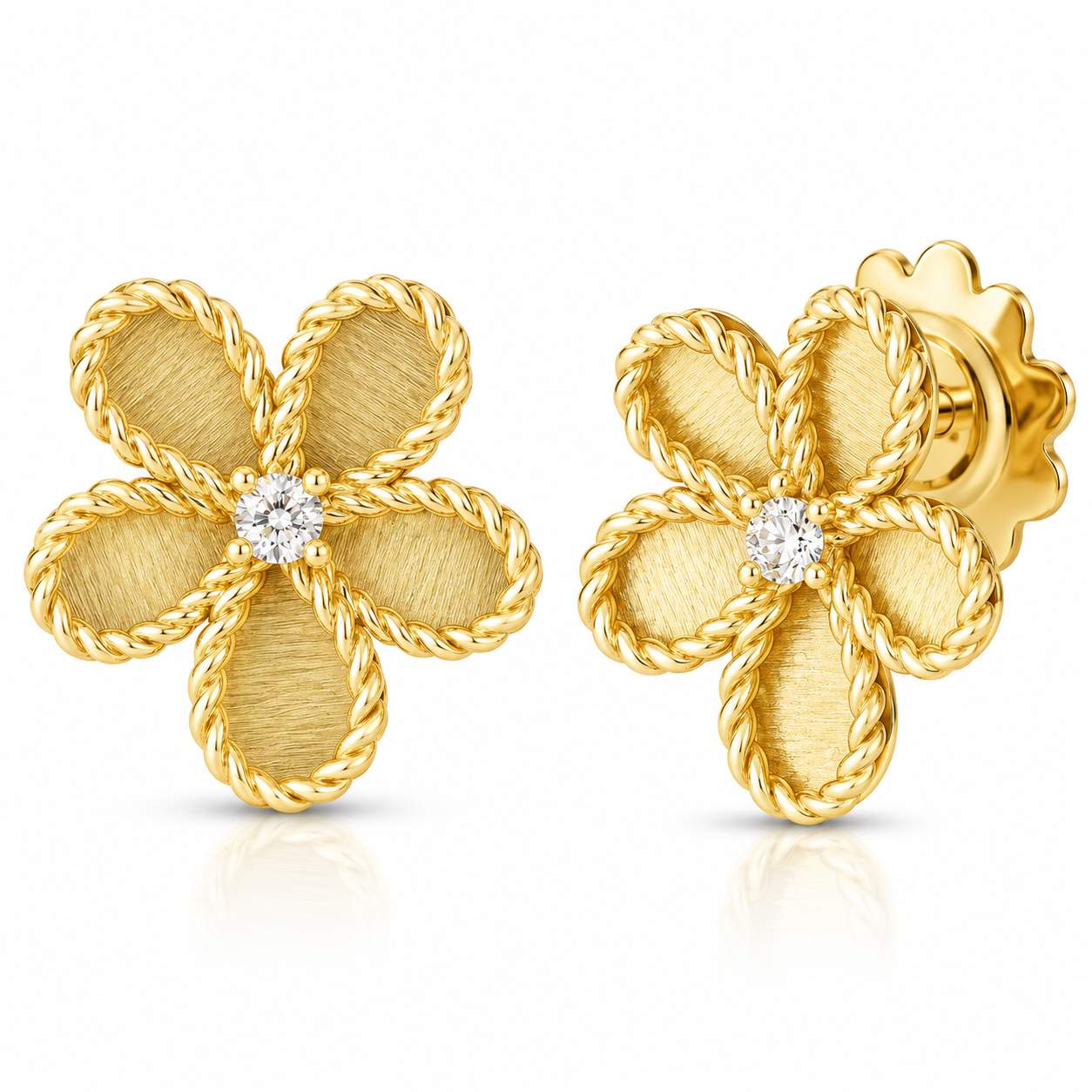 Roberto Coin Jasmine Satin-Finish Flower Stud Earrings