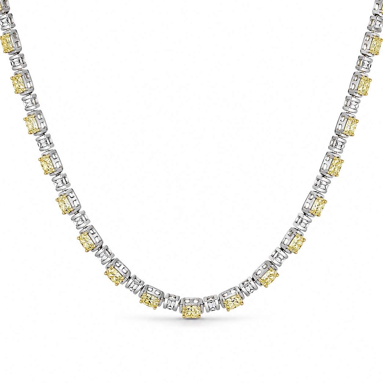 Yellow And White Diamond Necklace