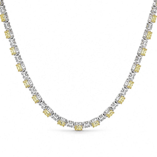 Yellow And White Diamond Necklace