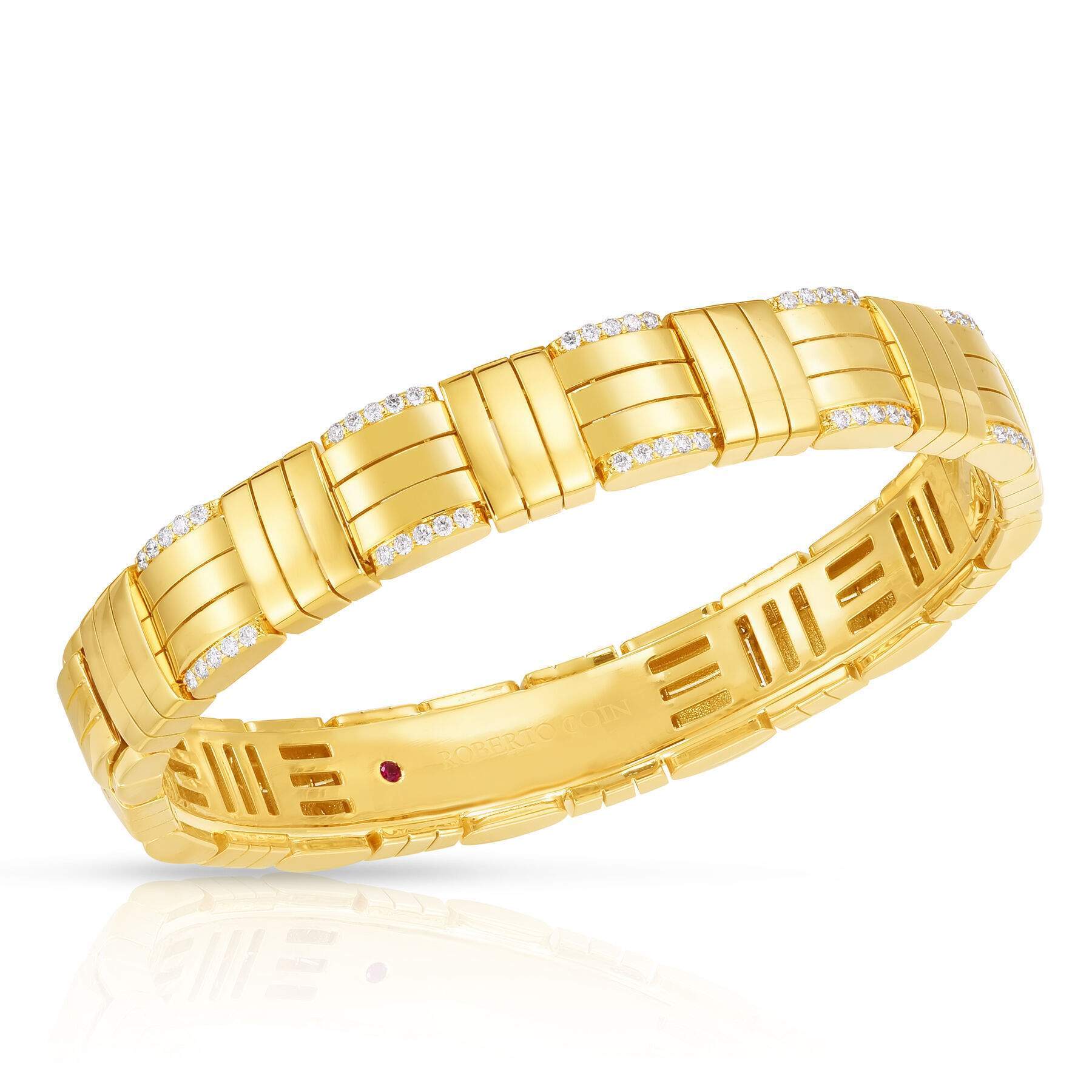 Roberto Coin Veneto Accent Woven Single Row Wide Bangle