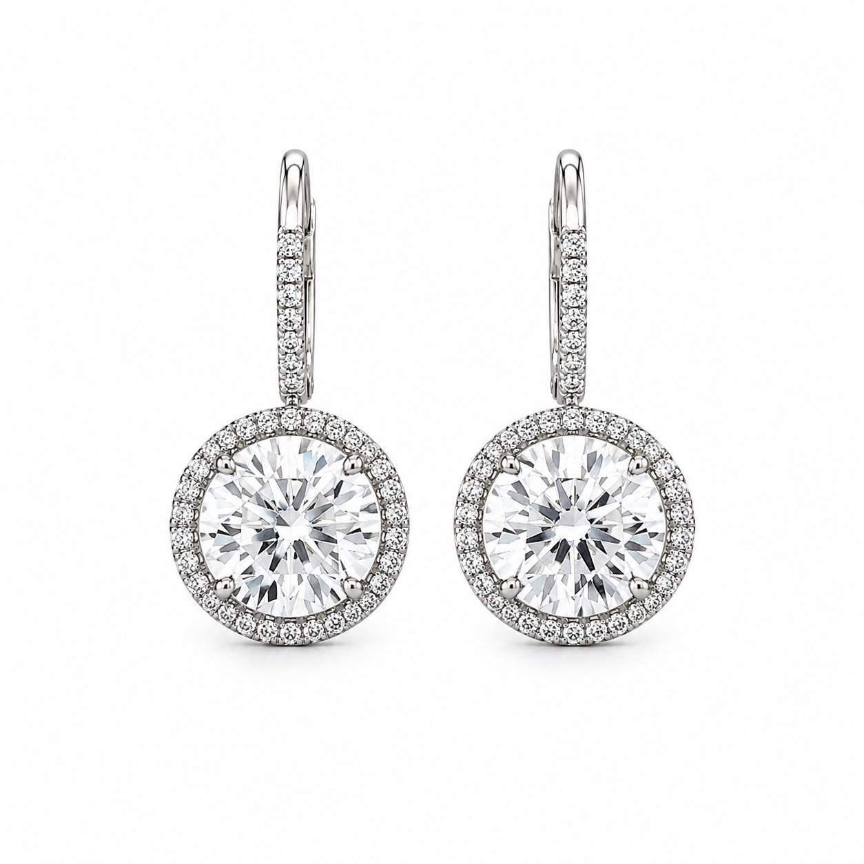 Halo Diamond Drop Earrings